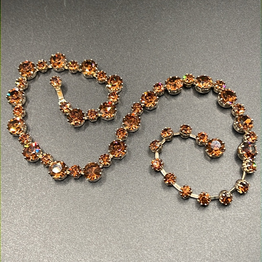 Vintage Weiss amber rhinestone necklace